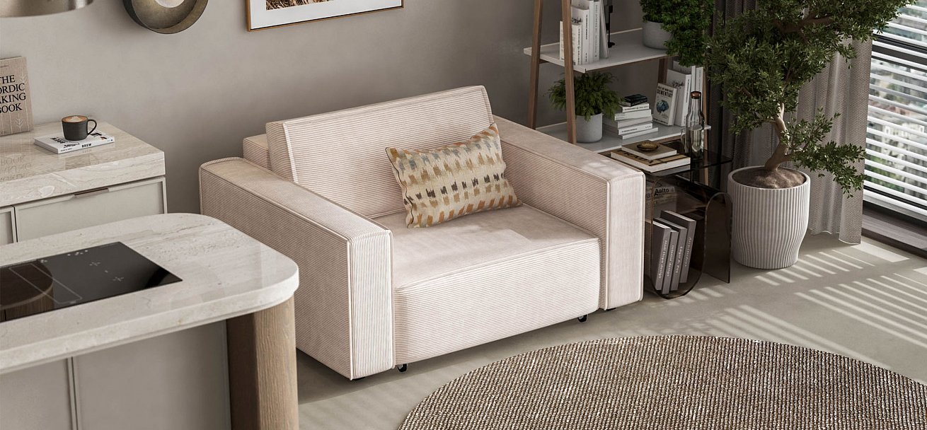 Кресло Босс Софт Модуль Вельвет Корд бежевый