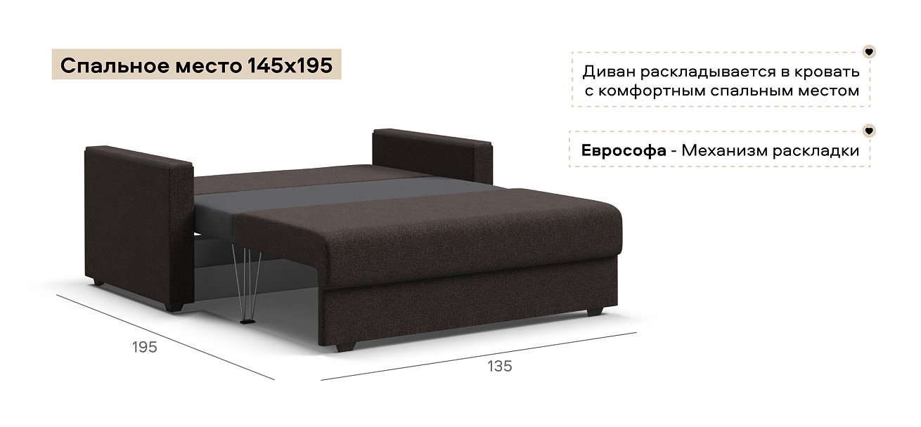 Диван Атланта двухместный Рогожка Мальмо шоколад