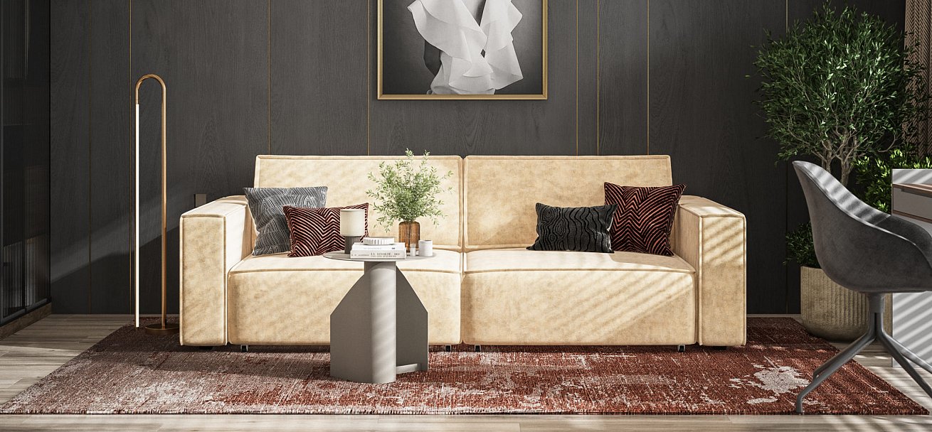 Диван Босс Софт Модуль велюр Роял шампань