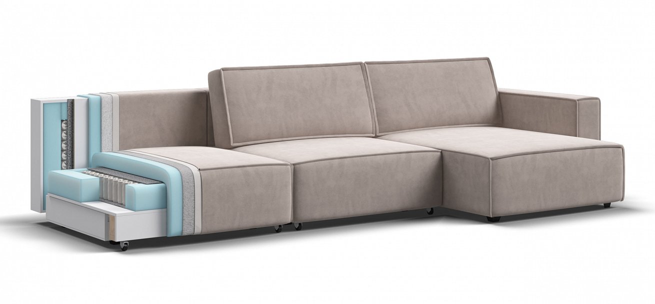 Угловой диван Босс Софт Модуль Макс велюр Монолит латте