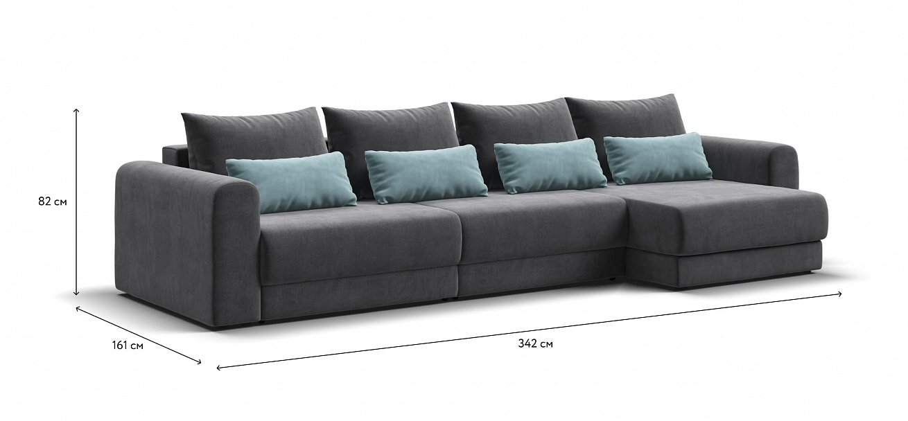 Модульный угловой диван Ричмонд Модуль Макс велюр Монолит серый