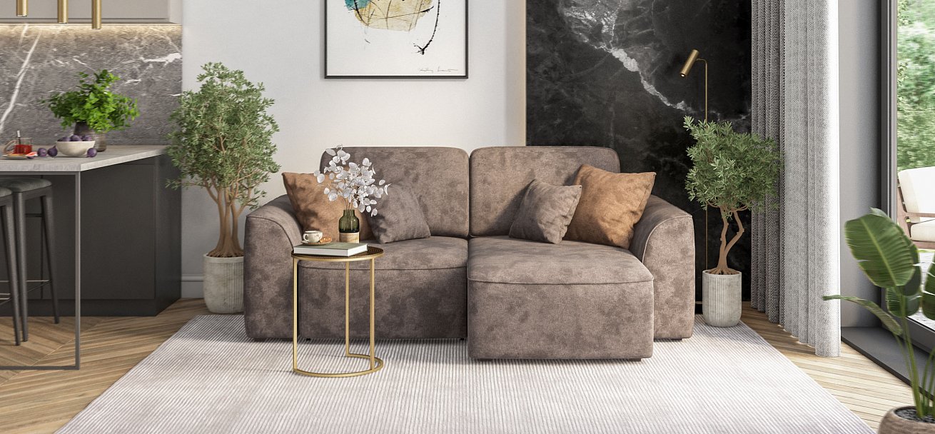 Угловой диван Кинг Модуль велюр Алькантара серый