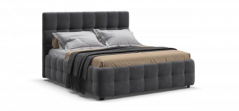 Босс Кровать+ПМ 160*200 велюр Монолит серый 1