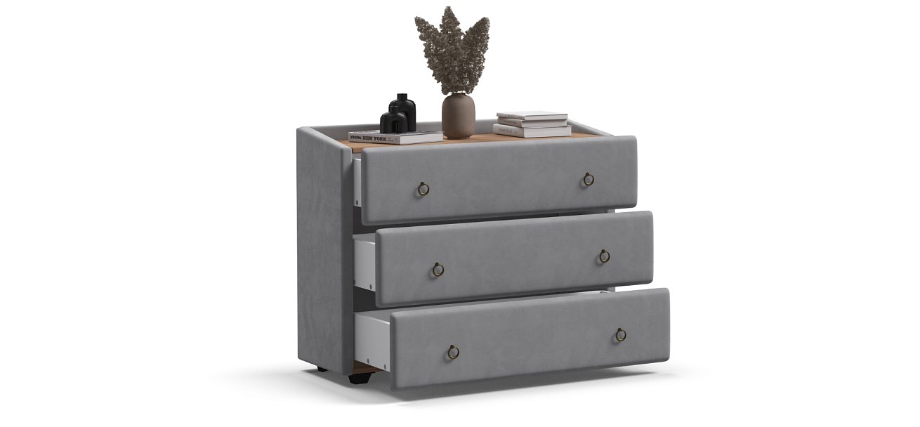 Комод Босс Классик велюр Монолит сталь, Орех селект