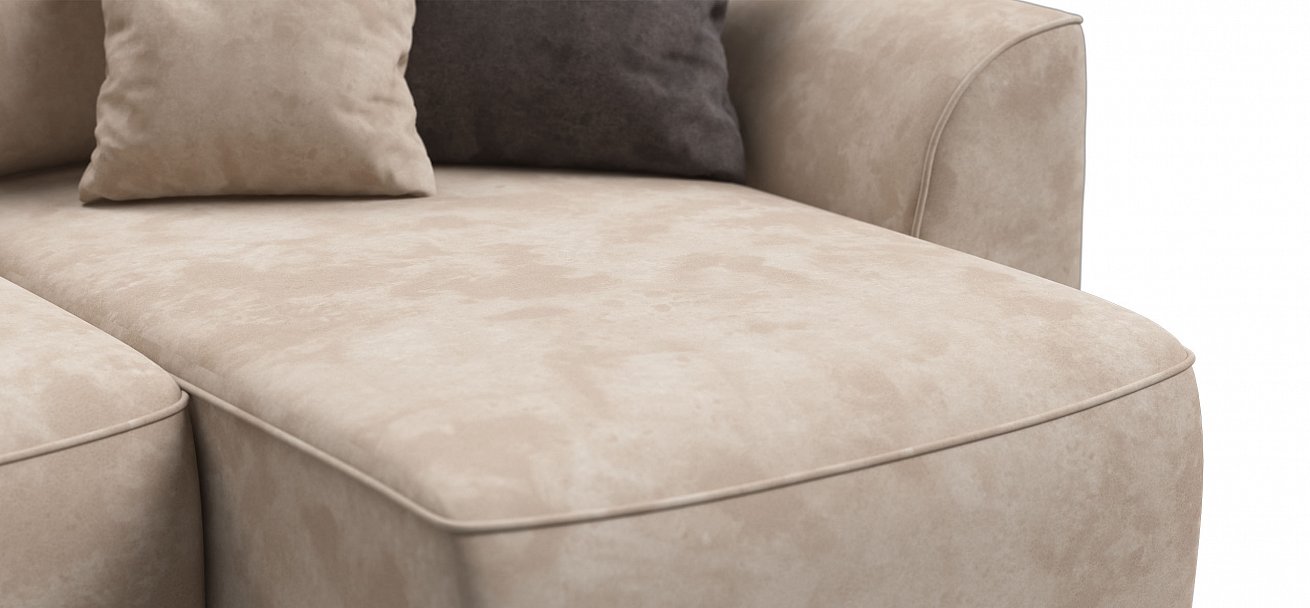 П-образный диван Кинг Модуль велюр Алькантара пепел