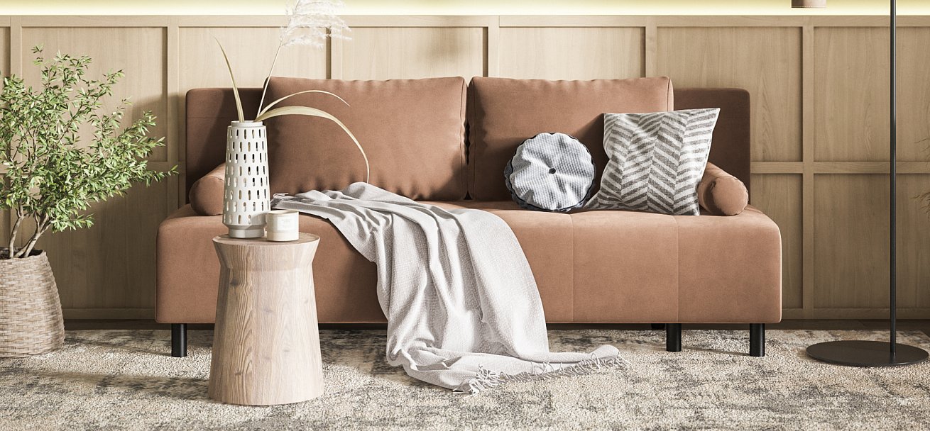 Диван Бостон Мини велюр Монолит мокко