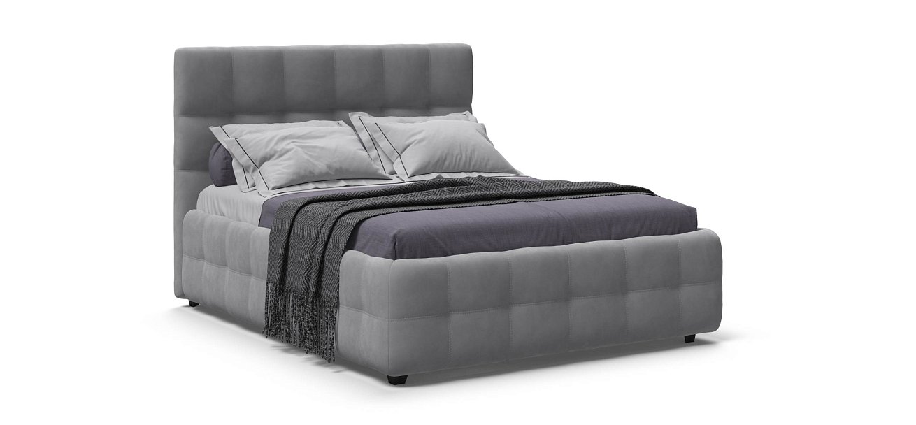 Босс Кровать+ПМ 140*200 велюр Монолит сталь