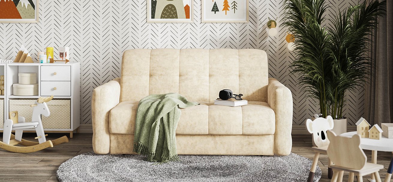 Диван Босс Слип 140 велюр Роял шампань