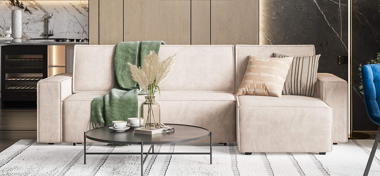 Угловой диван Норд велюр Монолит латте