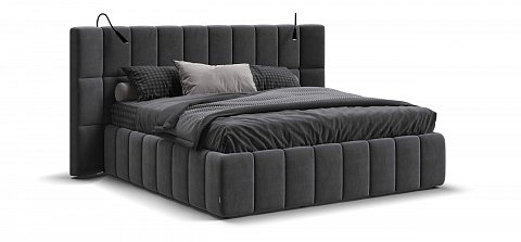 Босс ХО Кровать 180*200 велюр Монолит серый