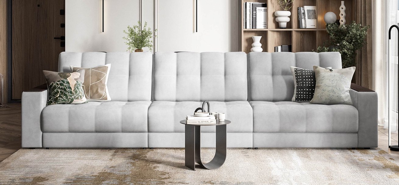 Диван Босс Гранд велюр Монолит сталь