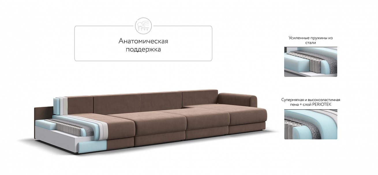 Модульный п-образный диван Ричмонд Модуль велюр Монолит мокко