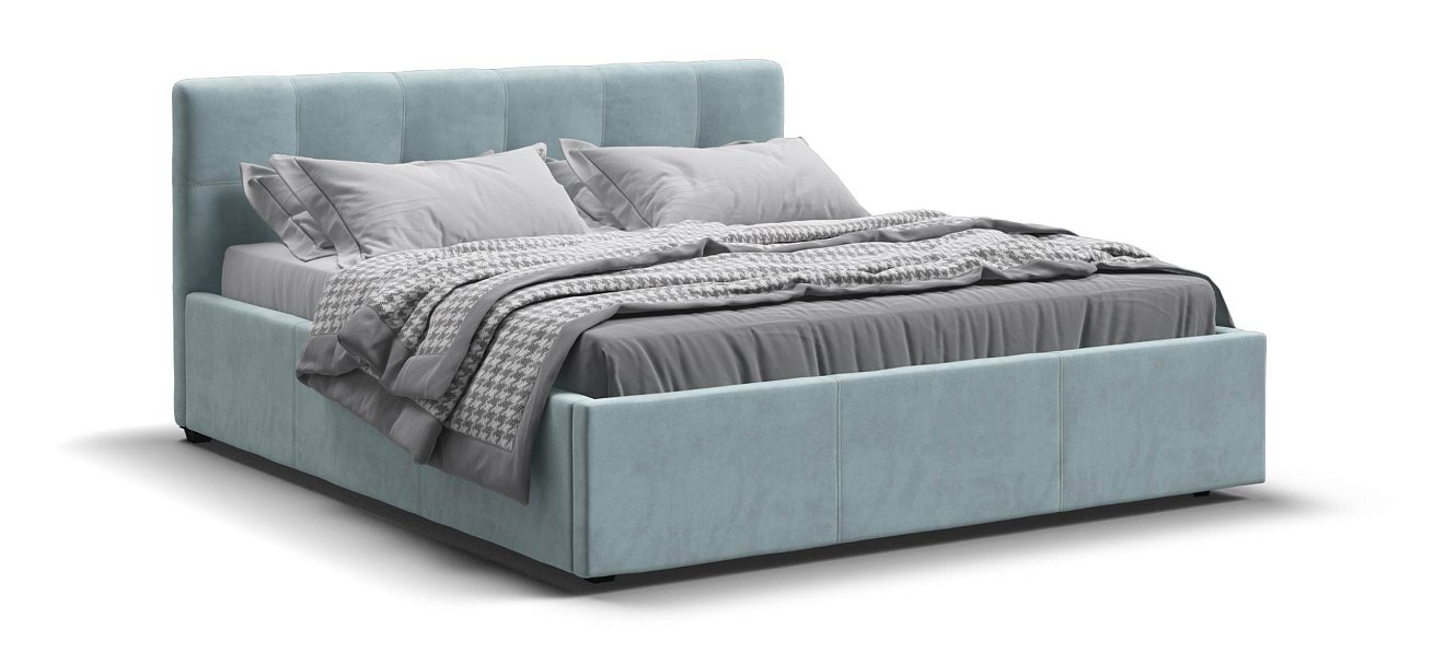 Белла Кровать+ПМ 160*200 велюр Монолит аква