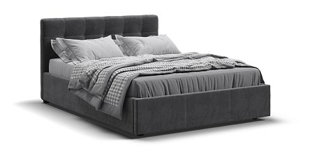 Белла Кровать + ПМ 140*200 велюр Монолит серый 1