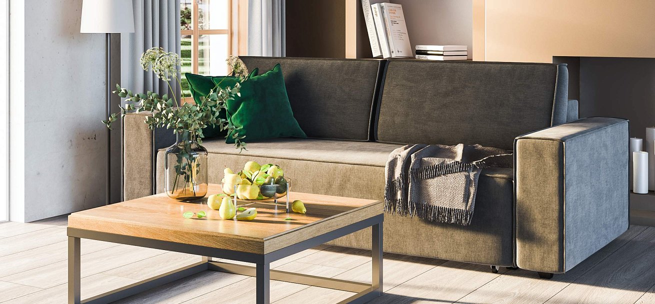 Диван Норд велюр Монолит серый