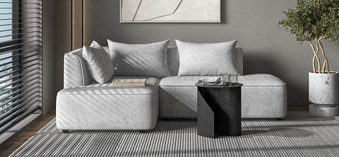 Угловой диван левый Кинг Твин Шенилл Клауд серый 2