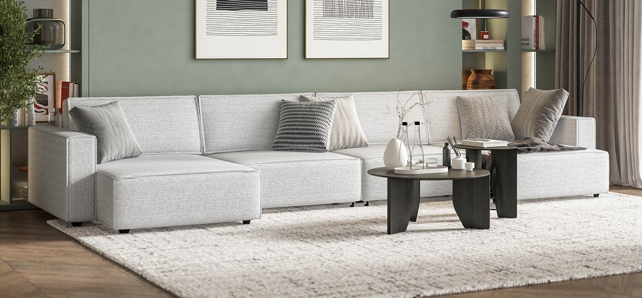 П-образный диван Босс Софт Модуль Вельвет Корд серый