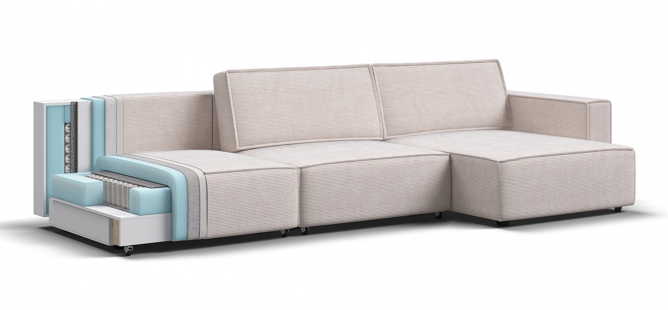 Угловой диван Босс Софт Модуль Макс Вельвет Корд бежевый