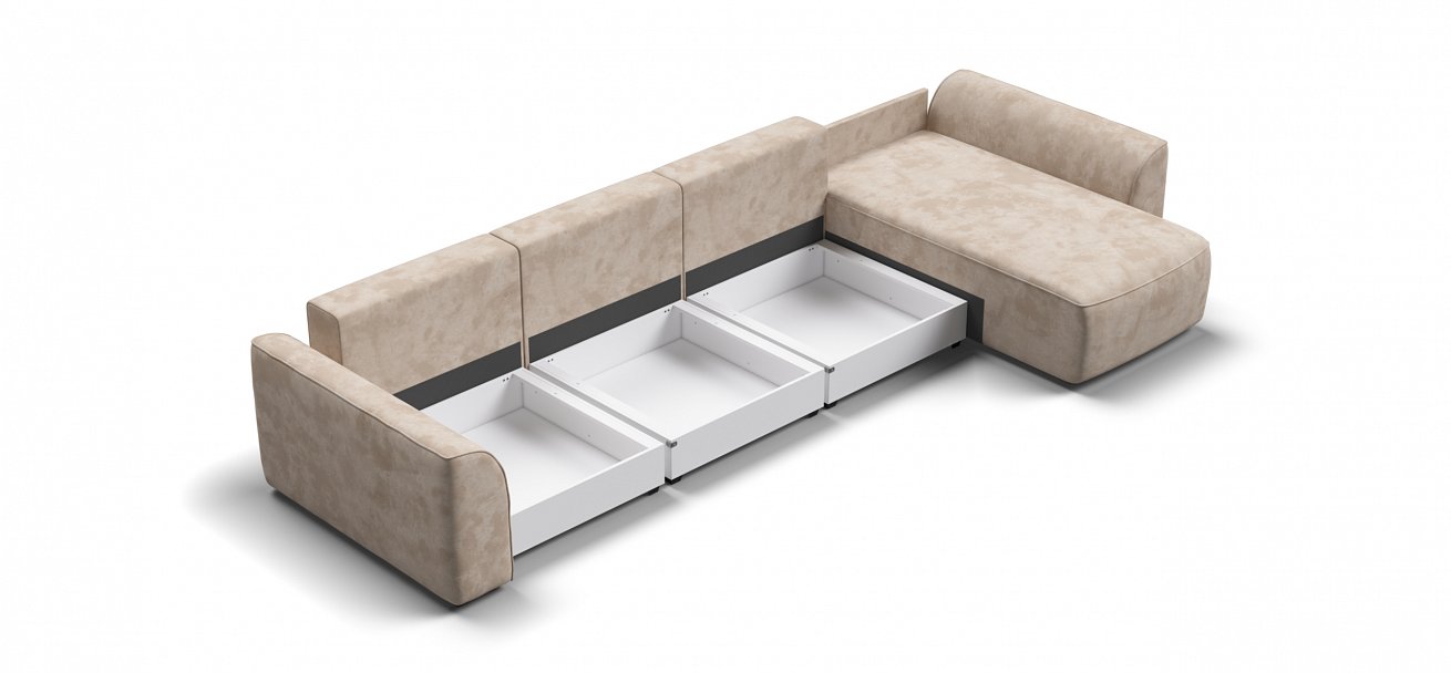 Угловой диван Кинг Модуль Макс велюр Алькантара пепел