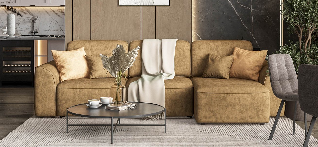 Угловой диван Кинг велюр Роял тауп