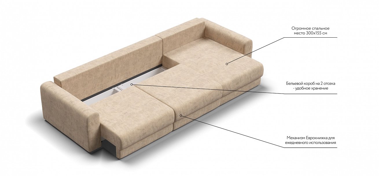 Модульный угловой диван Ричмонд Модуль Макс велюр Роял шампань