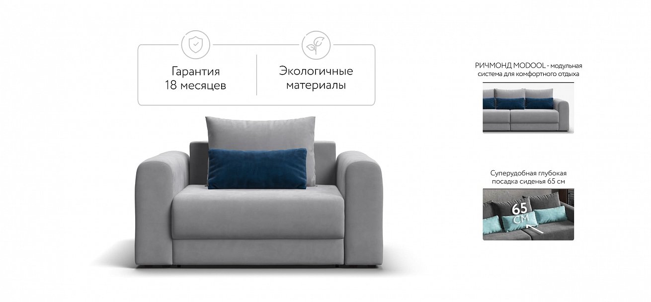 Кресло Ричмонд Модуль велюр Монолит сталь