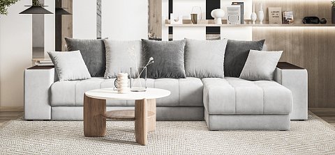 Угловой диван Дубай велюр Монолит сталь, велюр Монолит серый 2