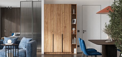 Босс Стандарт 120*220 шкаф распашной 3Д + ящики 01 Орех селект 2