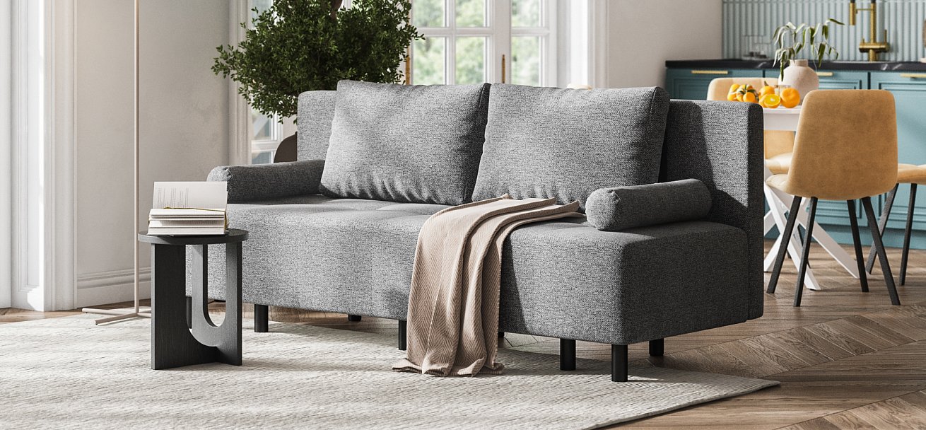 Диван Бостон Мини Рогожка Мальмо серый