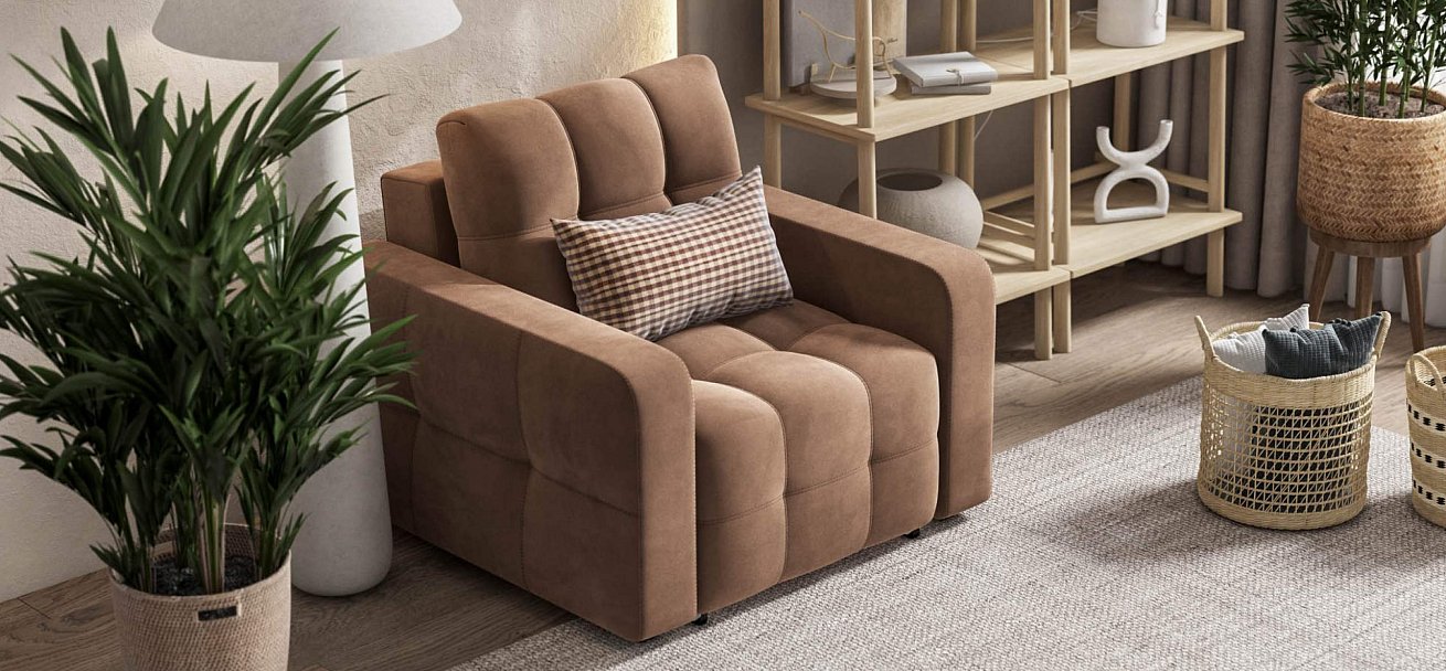 Денди кресло-кровать велюр Монолит мокко