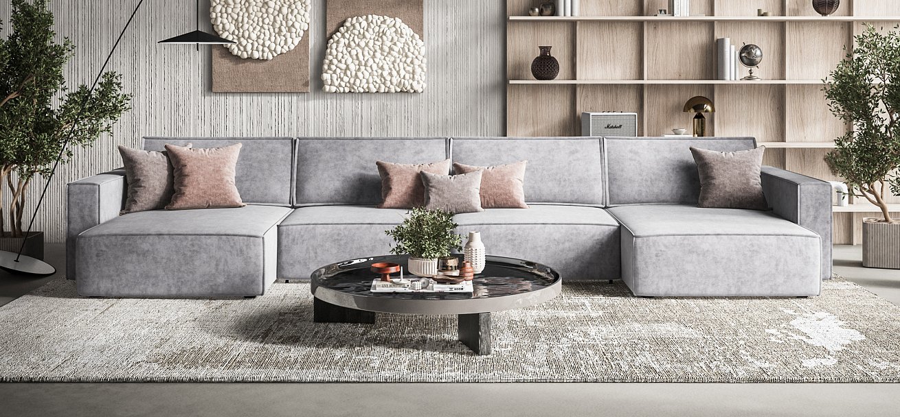 П-образный диван Босс Софт Модуль велюр Роял агат