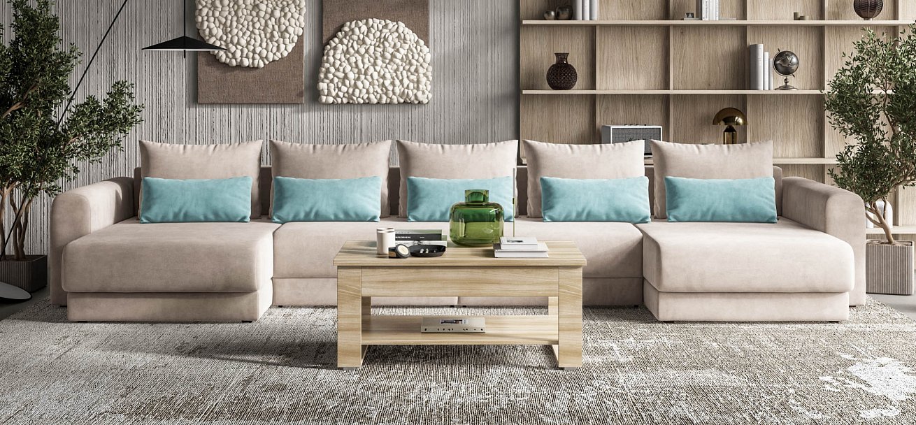 Модульный п-образный диван Ричмонд Модуль велюр Монолит латте