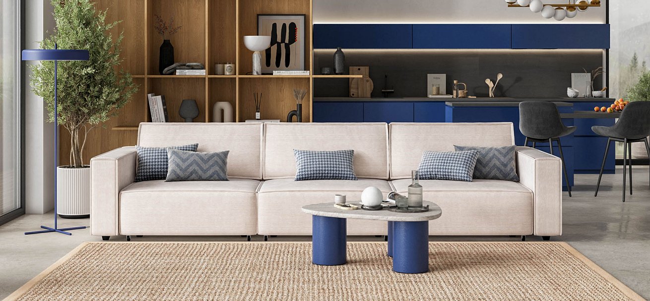 Диван Босс Софт Модуль Макс Вельвет Корд бежевый