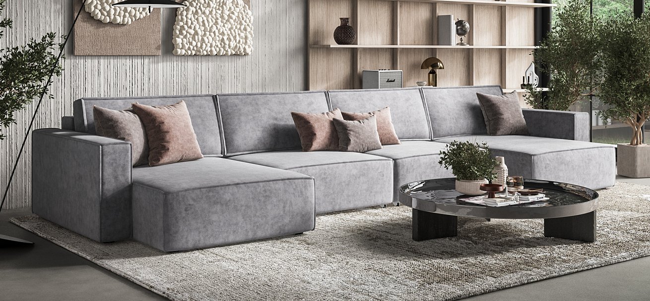 П-образный диван Босс Софт Модуль велюр Роял агат