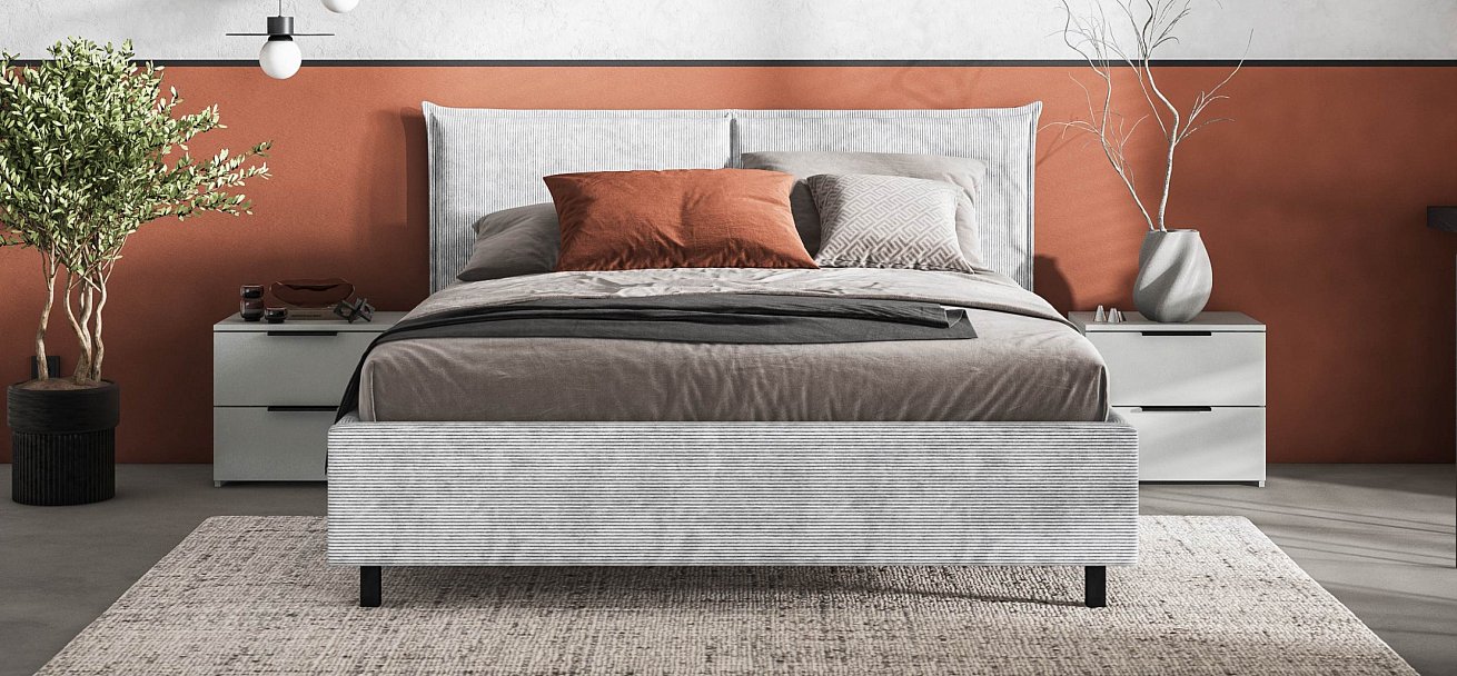 Лео Кровать 160*200 Вельвет Корд серый