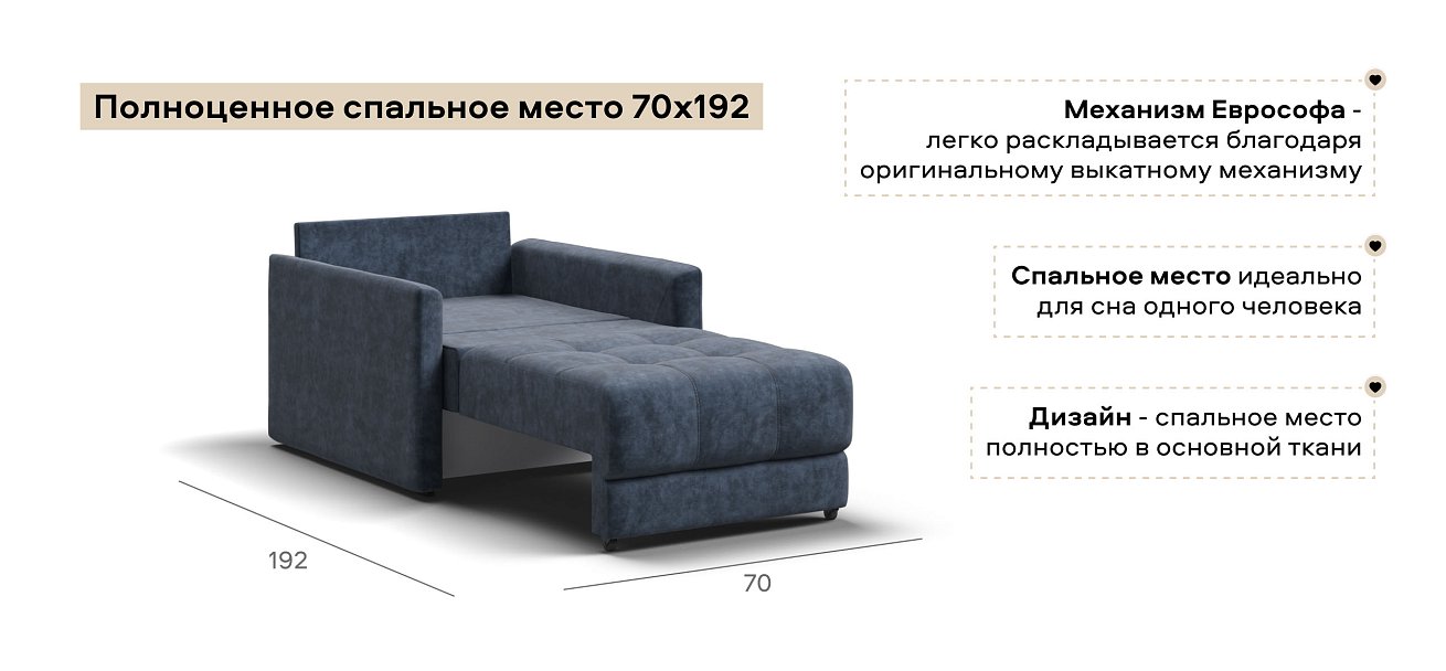 Босс Лофт кресло-кровать велюр Роял синий