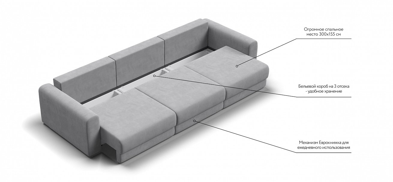Модульный диван Ричмонд Модуль Макс велюр Монолит сталь