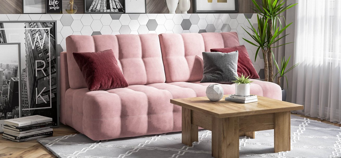 Диван Босс Мини велюр Монолит розовый