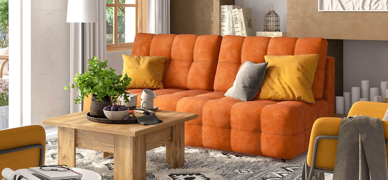 Диван Босс Мини велюр Алькантара оранж