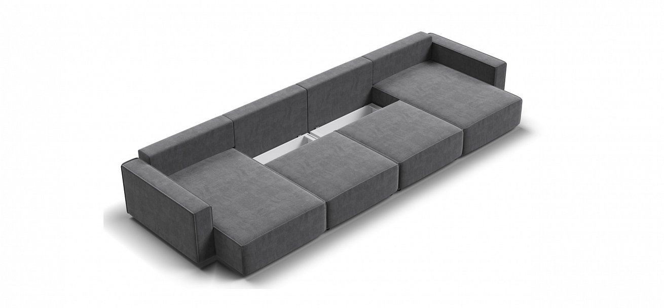 П-образный диван Босс Софт Модуль велюр Монолит серый