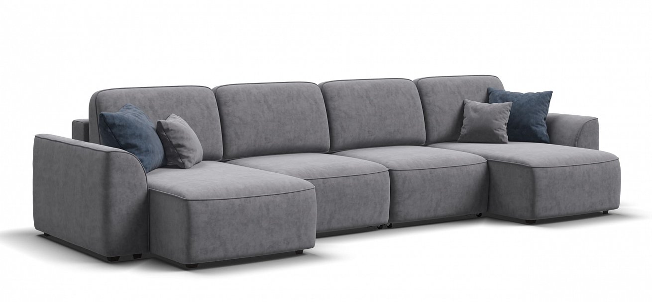 П-образный диван Кинг Модуль велюр Роял агат