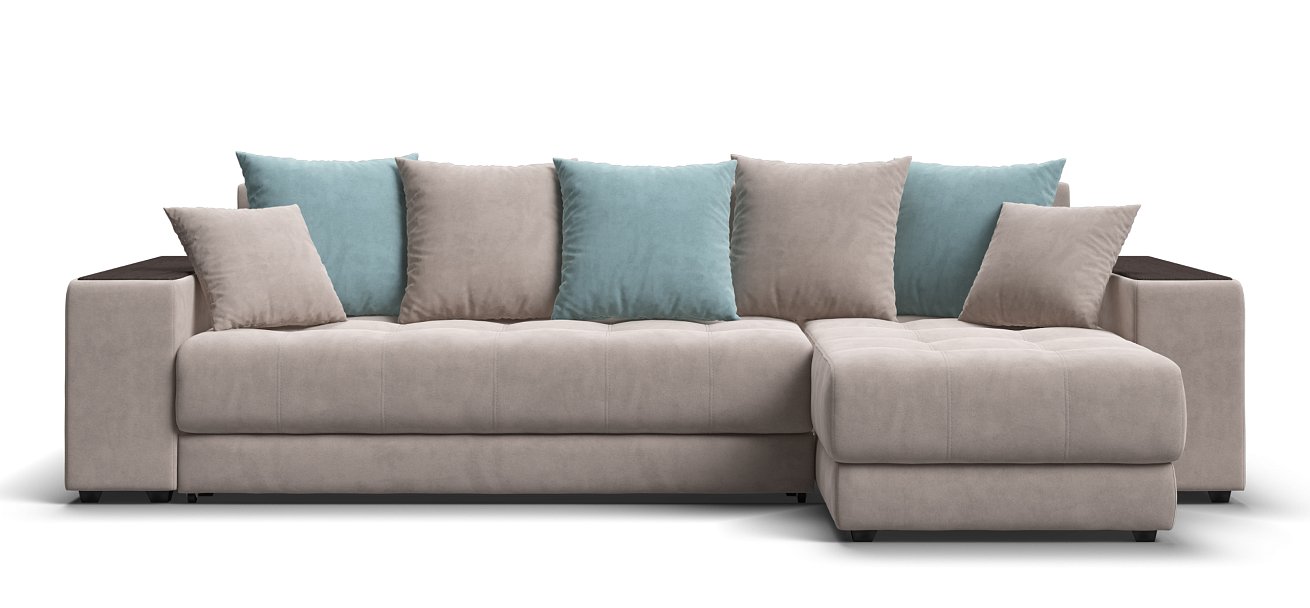 Угловой диван Дубай велюр Монолит латте, велюр Монолит аква
