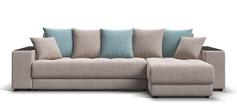 Угловой диван Дубай велюр Монолит латте, велюр Монолит аква 1