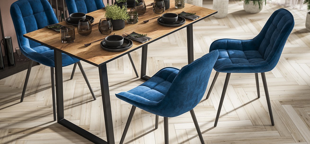 Стул Турин Велутто Синий, черный