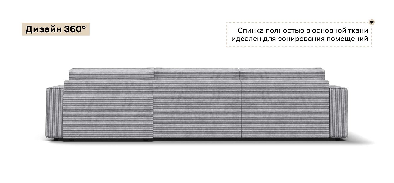 Угловой диван Босс Софт Модуль Макс Вельвет Корд серый