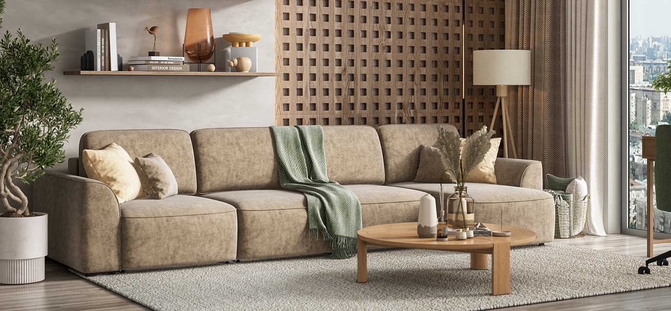 Угловой диван Кинг Модуль Макс велюр Роял тауп