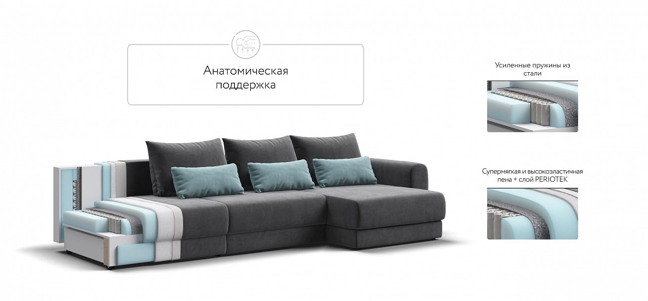 Модульный угловой диван Ричмонд Модуль Макс велюр Монолит серый