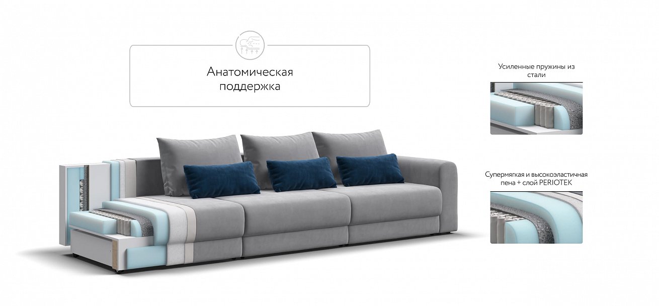 Модульный диван Ричмонд Модуль Макс велюр Монолит сталь