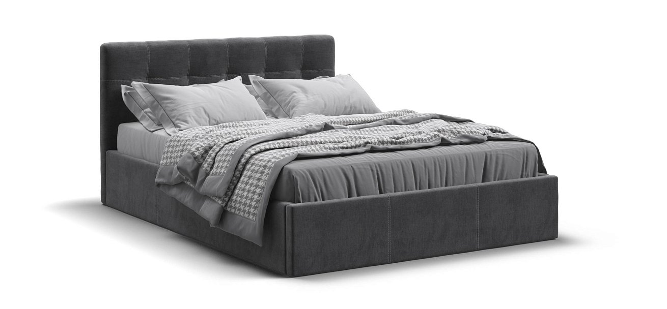 Белла Кровать без ПМ 140*200 велюр Монолит серый