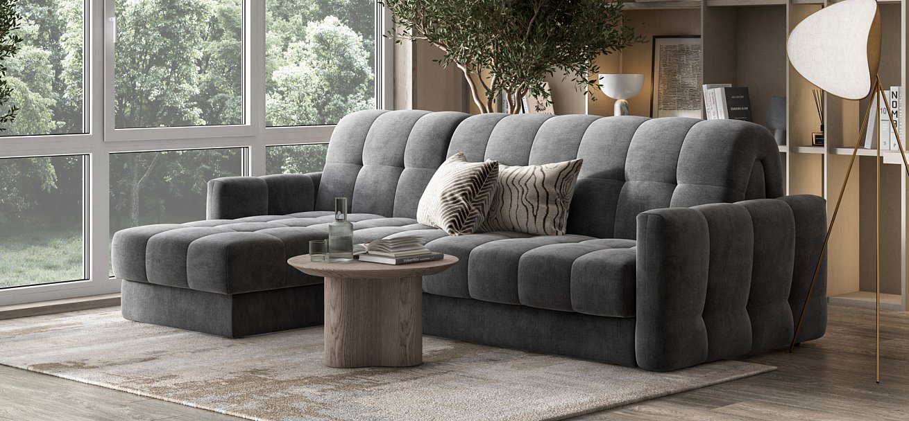 Угловой диван Босс Слип 160 велюр Монолит серый